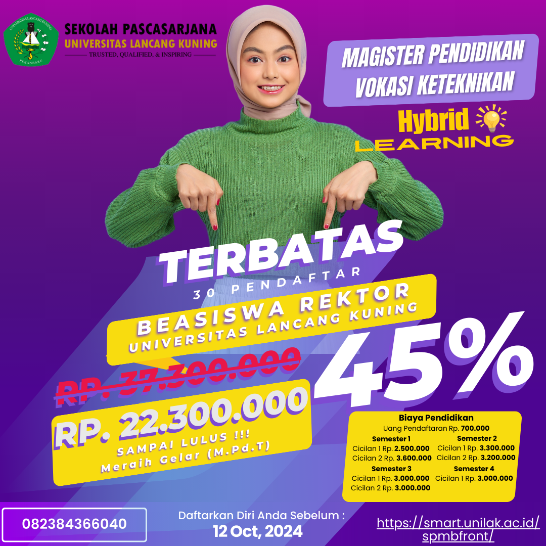  Beasiswa Rektor Universitas Lancang Kuning untuk 30 Pendaftar Pertama! 